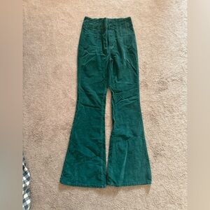 We The Free Green Flare Wide Leg Jeans